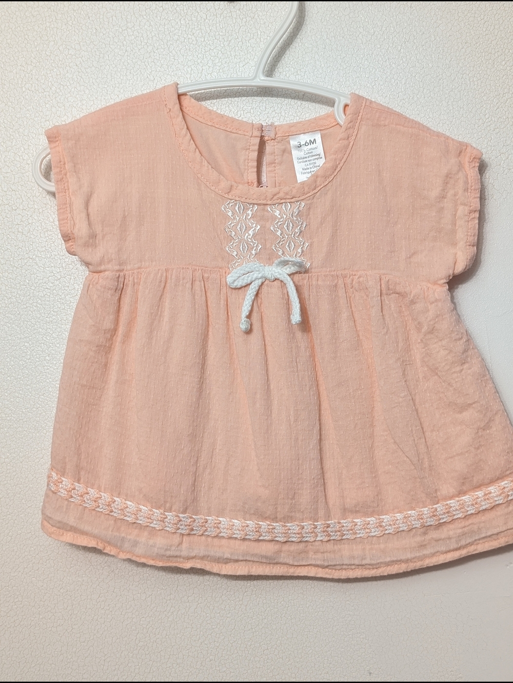🌸4/25$ Peach Baby Girl Short-Sleeve Tunic Top George 3-6 M